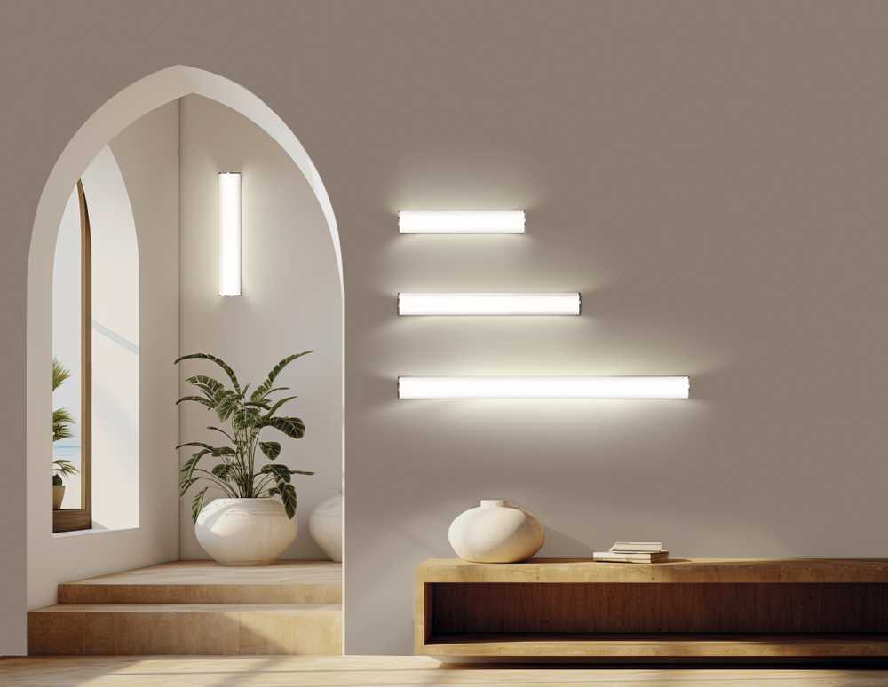 Sieninis šviestuvas 32W LED sieninis veidrodžio šviestuvas ALDO, chromo/baltos sp., 3000/4000K, IP44, A3432270C