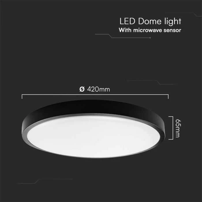 Lubinis šviestuvas V-tac 36W LED paviršinis šviestuvas, juodu korpusu, 4000K, IP44, su judesio davikliu