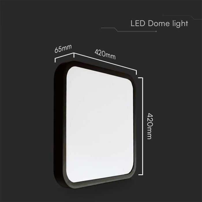 Sieninis šviestuvas V-tac 48W LED paviršinis šviestuvas, kvadratinis, juodu korpusu, 4000K, IP44