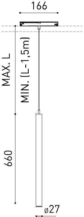 5,6W LED pakabinamas šviestuvas į magnetinį bėgelį STICK 66, juodas, 48V, 3000K