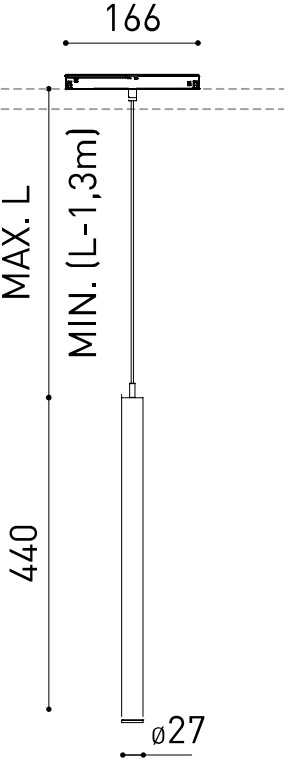 5,6W LED pakabinamas šviestuvas į magnetinį bėgelį STICK 44, baltas, 48V, 3000K