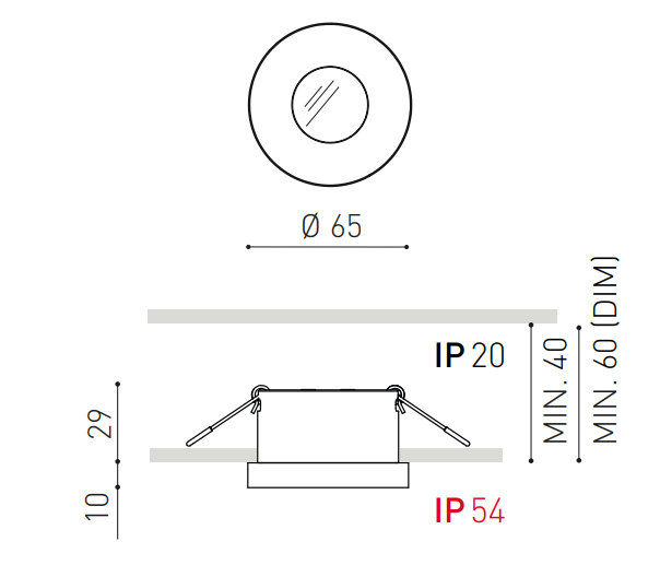 5W įleidžiamas šviestuvas PUCK RECESSED S, 4000K, IP54, baltas