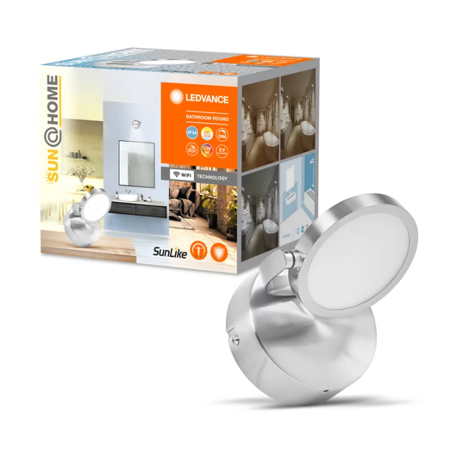 Sieninis šviestuvas 7,5W LED vonios šviestuvas SUNATHOME, sidabro sp., 2200-5000K, dimeriuojamas