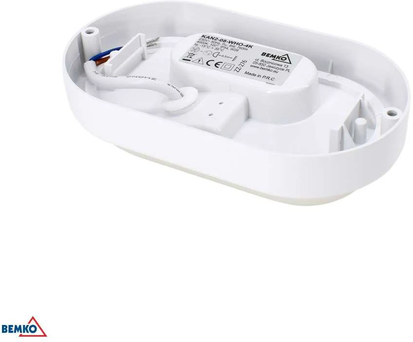 Lubinis šviestuvas Bemko 8W LED plafonas KANLO, baltas, 4000K, IP54, 120°, su judesio davikliu