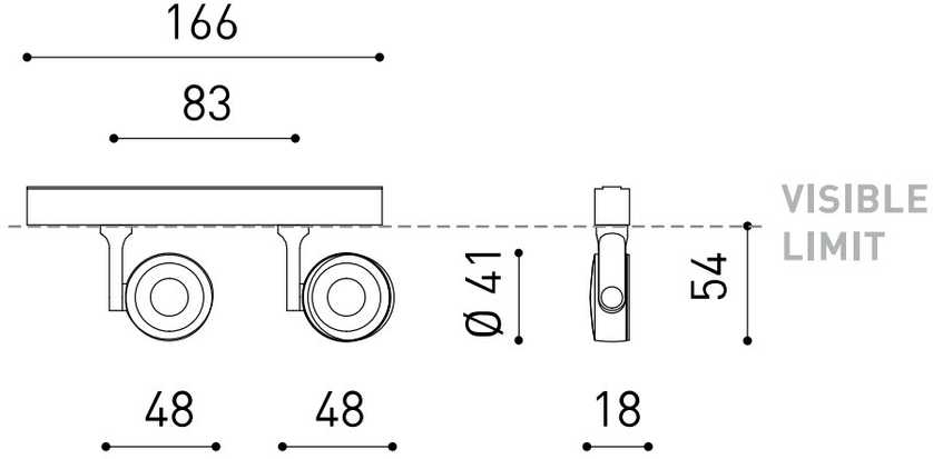 9W LED šviestuvas į magnetines sistemas SIX XS 48V SHORT DOUBLE, 23°, baltas, 3000K