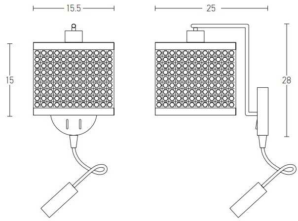 Sieninis šviestuvas, E27, juodas, su 3W LED skaitymo lempute, 20355