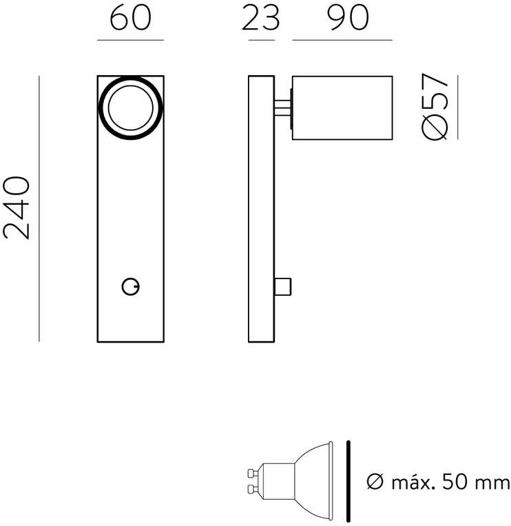 Sieninis šviestuvas GINA, GU10, baltas, A3874180B