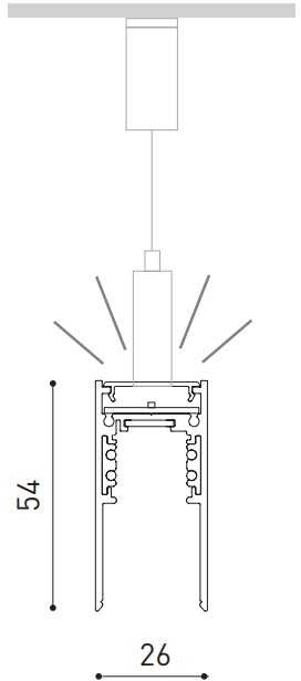 Magnetinių sistemų pakabinamas bėgelis TRACK 48V, 2802mm, juodas, su 39,2W LED šviestuvu, DALI