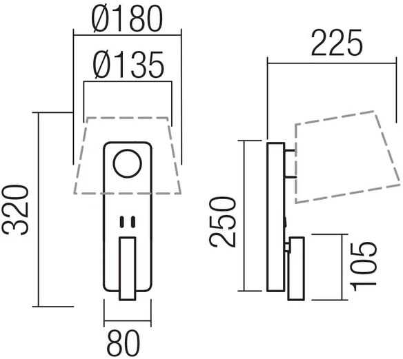 Sieninis šviestuvas NEMIA, E27, sendintos bronzos sp., be gaubto, su skaitymo šviestuvėliu ir USB, 01-4648