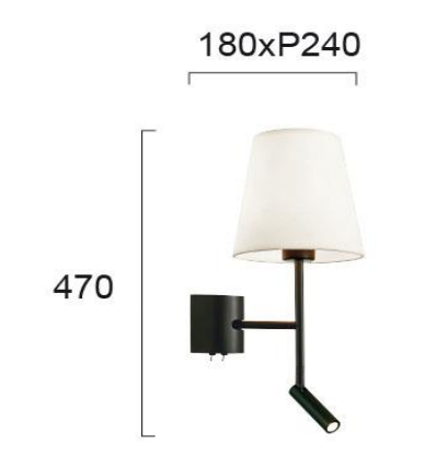 Sieninis šviestuvas SONIA, E27, juodas/baltas + LED 3W, 4260600
