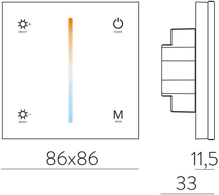 Sieninis valdiklis T2-1, 2.4GHz, 12-24VDC, juodas, XCONTROL022N
