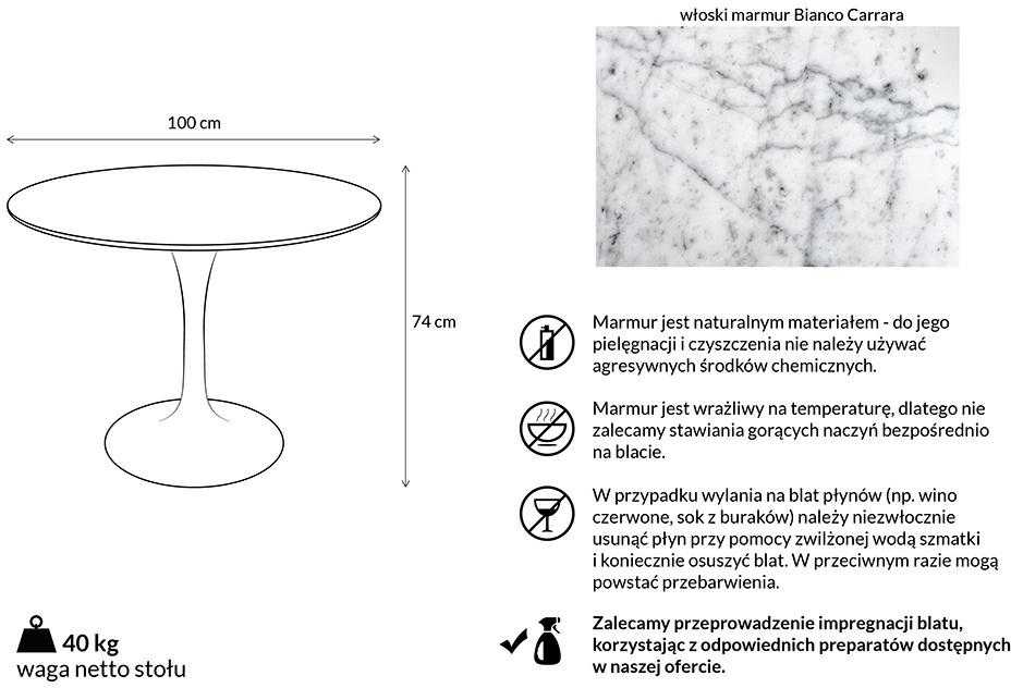 Stalas TULIP MARBLE, baltas