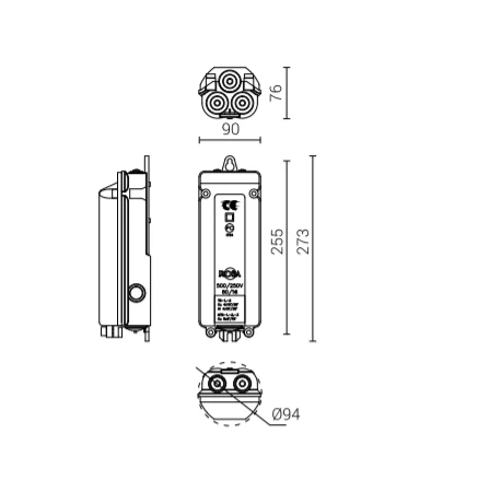 ROSA Sujungimo dėžutė TB-1, max 3 laidai nuo 10mm² iki 35mm²