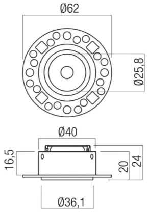 Šviečiančio kabelio XLOOP 25MM užglaistomas laikiklis