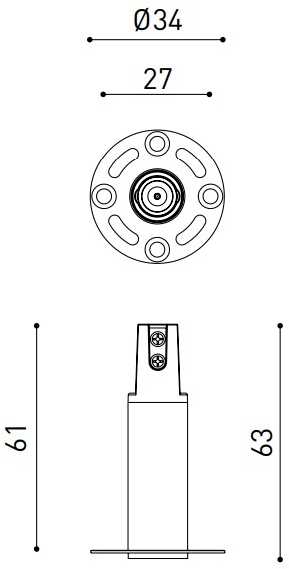 Šviestuvo jungtis - laikiklis, skirtas magnetinei sistemai MAGNETIC 24V, baltos sp.