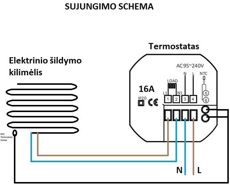 Termostatas SPRING TR002-1B (grindiniam šildymui)