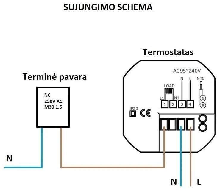 Termostatas SPRING TR8000-1WW, baltas