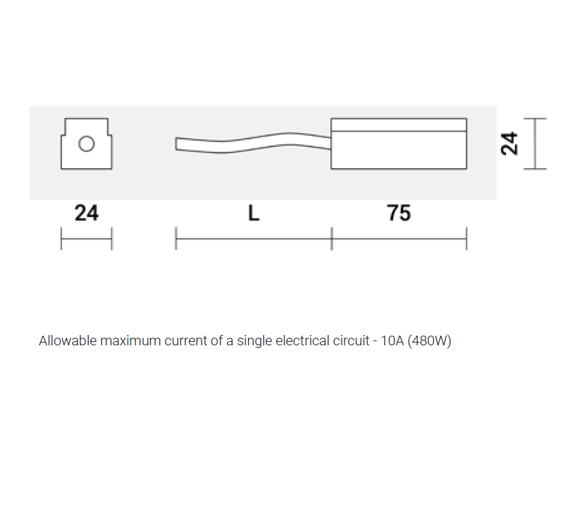 Užbaigimas su užmaitinimo galimybe, 150cm laidas, magnetinėms sistemoms SPECTRA LIGHTING INSIGHT, baltas