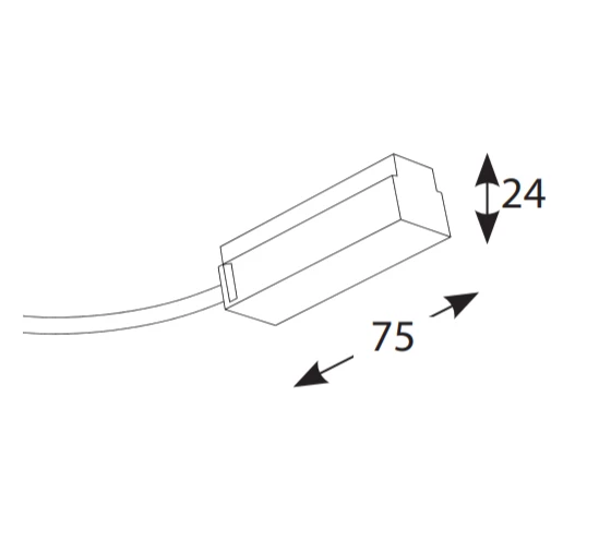 Užbaigimas su užmaitinimo galimybe, 60cm laidas, magnetinėms sistemoms SPECTRA LIGHTING INSIGHT, juodas