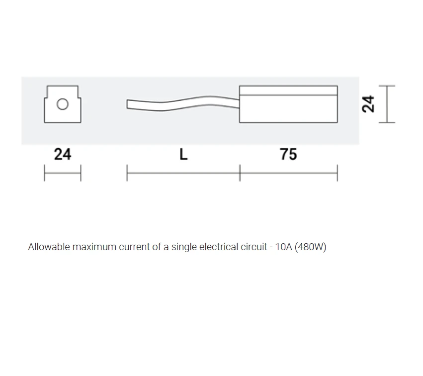 Užbaigimas su užmaitinimo galimybe, 60cm laidas, magnetinėms sistemoms SPECTRA LIGHTING INSIGHT, baltas