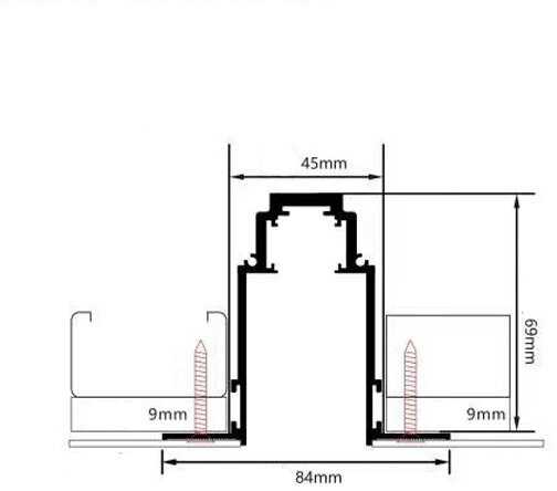 Užglaistomas magnetinės sistemos bėgelis OPTONICA, juodas, 1m, R35