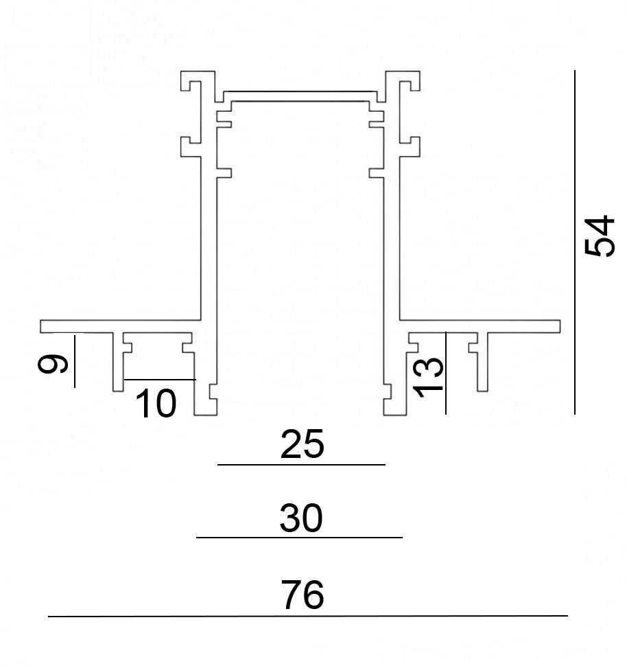 Užglaistomas magnetinės sistemos IN_LINE bėgelis, 48V, juodas, 2m