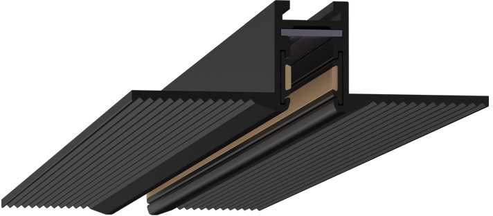 Užglaistomas magnetinės sistemos VIOKEF MICRO MAGNETIC bėgelis, juodas, 24V, 2m, su dangteliu ir užbaigimais, 02/0802-2