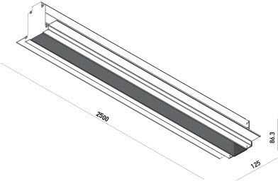 Užglaistomas magnetinės sistemos XTRIM M RECESSED bėgelis, 48V, juodas, 2,5m
