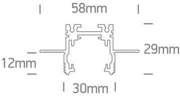Užglaistomas magnetinių sistemų bėgelis MINI, baltas, 2m, 42002ATR/W
