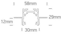 Užglaistomas magnetinių sistemų bėgelis MINI, juodas, 2m, 42002ATR/B