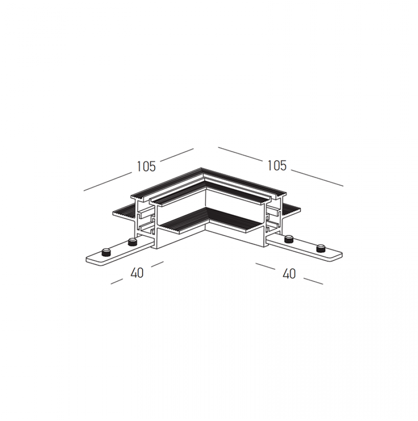 Užglaistomo magnetinės sistemos ZAMBELIS MAGNETIC 3MM bėgelio kampinis sujungimas, juodas, TRIAC/DALI, 25133