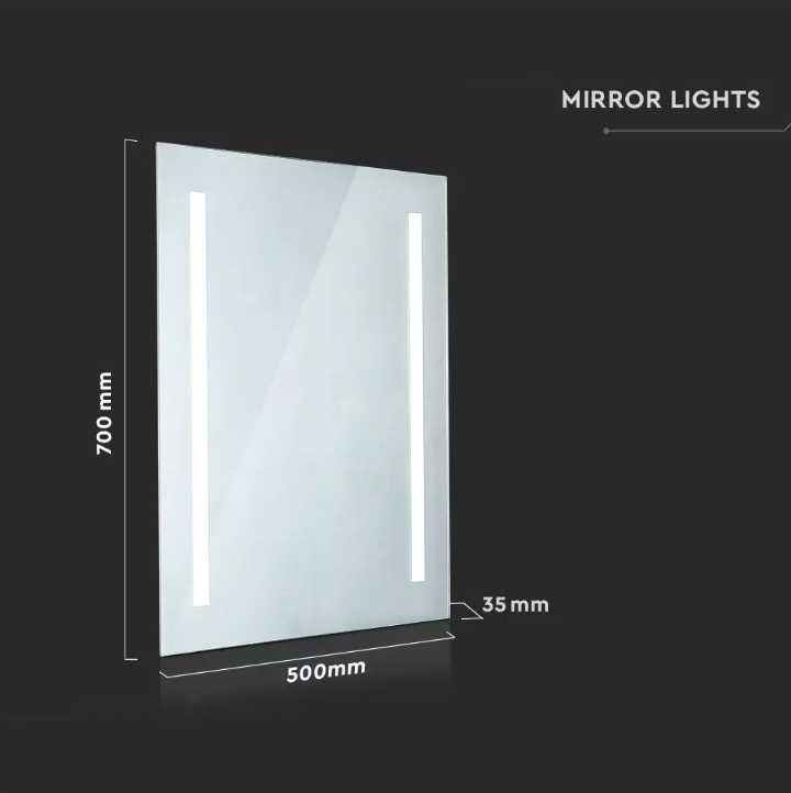Sieninis šviestuvas V-tac Veidrodis su 6W LED apšvietimu, chromo sp., 6400K