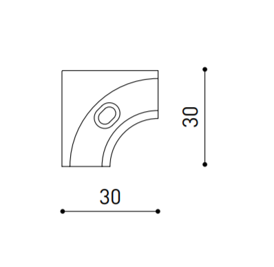 Vienos plokštumos magnetinių bėgelių 90º kampinis sujungimas MINIMAL TRACK 24V, juodas