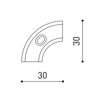 Vienos plokštumos magnetinių bėgelių 90º apvalintas kampinis sujungimas MINIMAL TRACK 24V, juodas
