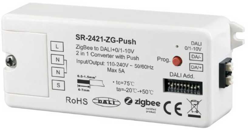ZIGBEE DALI / 0/1-10V signalo keitiklis su PUSH-DIM funkcija