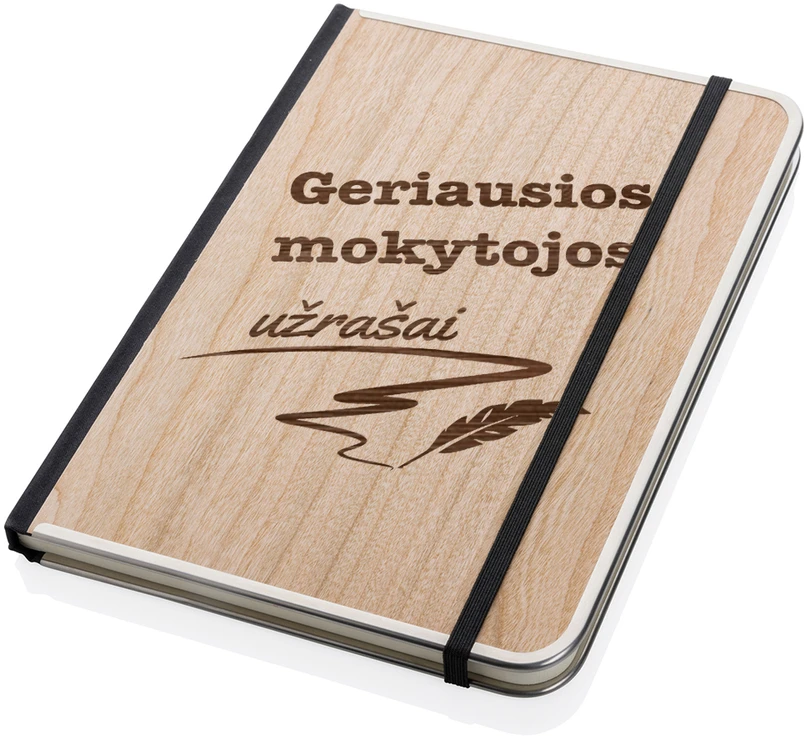 A5 formato užrašų knygelė mediniu viršeliu "Geriausios mokytojos užrašai"