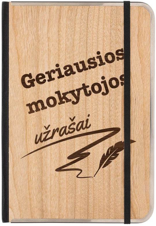 A5 formato užrašų knygelė mediniu viršeliu "Geriausios mokytojos užrašai"