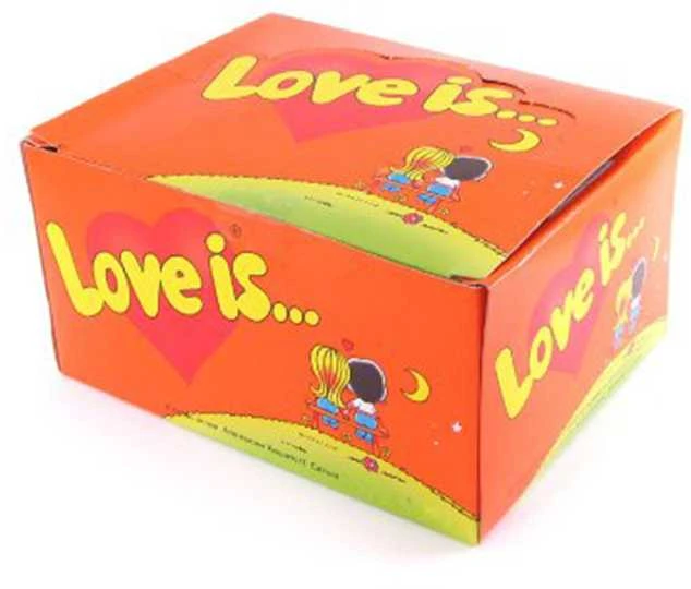 Apelsinų - ananasų skonio kramtoma guma "LOVE IS..." (100vnt.)
