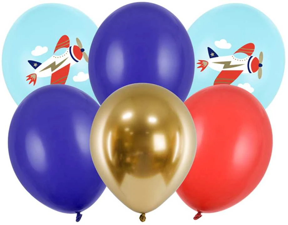 PartyDeco Balionai "Lėktuvėlis" (6vnt)