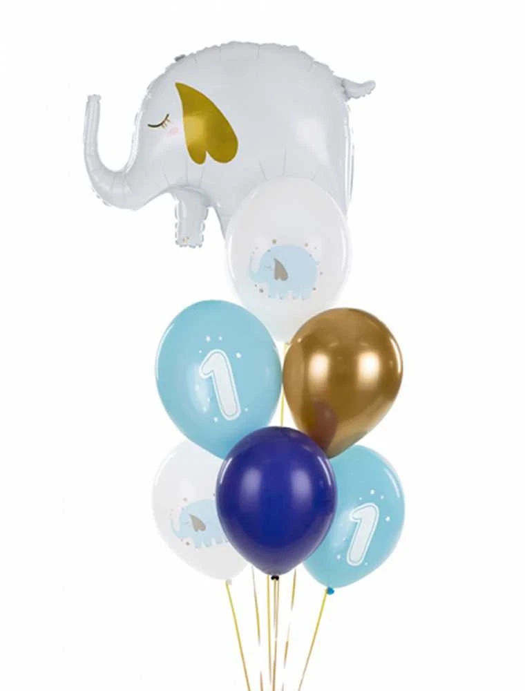 PartyDeco Balionai "One Year", pastelinė žydra (6vnt)