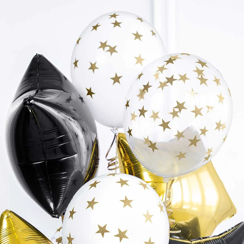 Party Deco Balionai "Permatomos žvaigždutės" (6vnt)