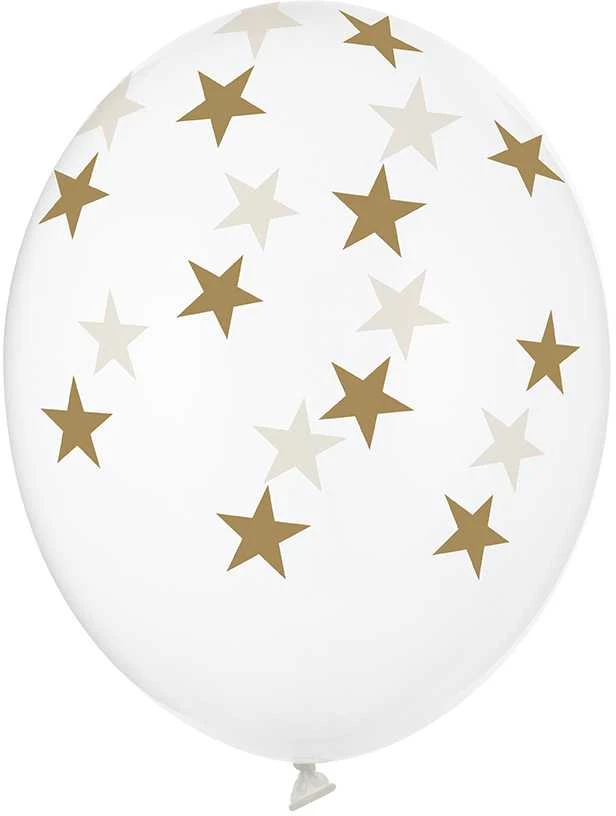 Party Deco Balionai "Permatomos žvaigždutės" (6vnt)