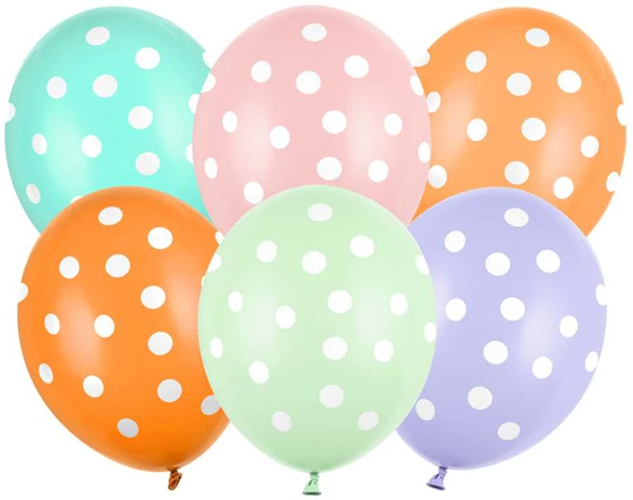 PartyDeco Balionai "Taškeliai" (6vnt)