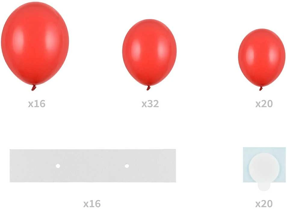 PartyDeco Balionų girlianda "Raudona širdis" (68vnt, 160cm)