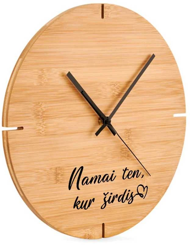 Bambukinis sieninis laikrodis "Namai ten, kur širdis"