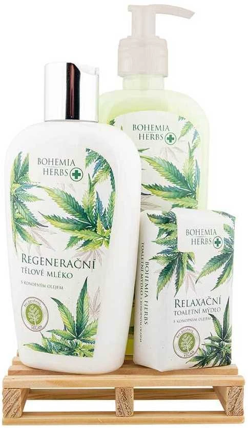 Bohemia Gifts Kosmetikos dovanų rinkinys "Hemp SPA“ (skystas muilas 300ml + kūno pienelis 250ml + muilas 100g)