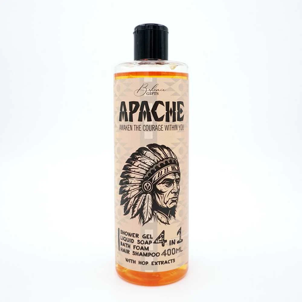 Bohemia Gifts Vyriškas dušo gelis, šampūnas, putos ir muilas 4in1 "Apache" (400ml)