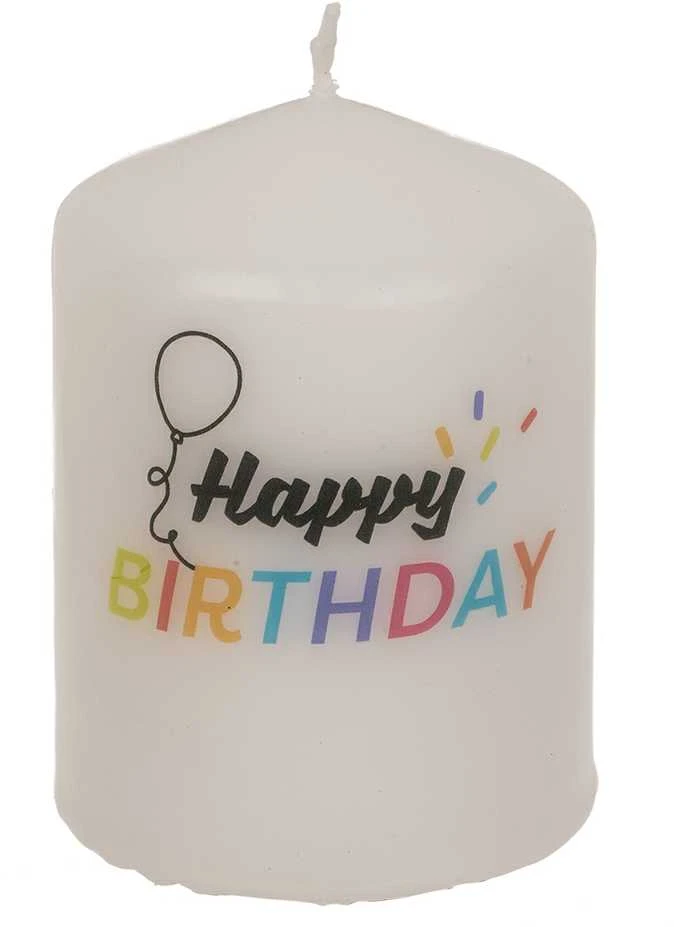 Cilindrinė žvakė "Happy Birthday"
