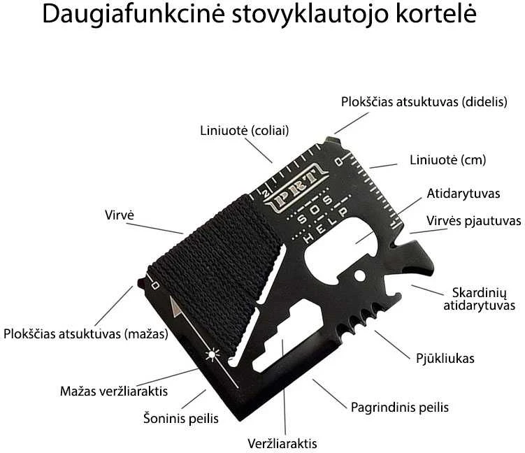 Daugiafunkcinė stovyklautojo kortelė