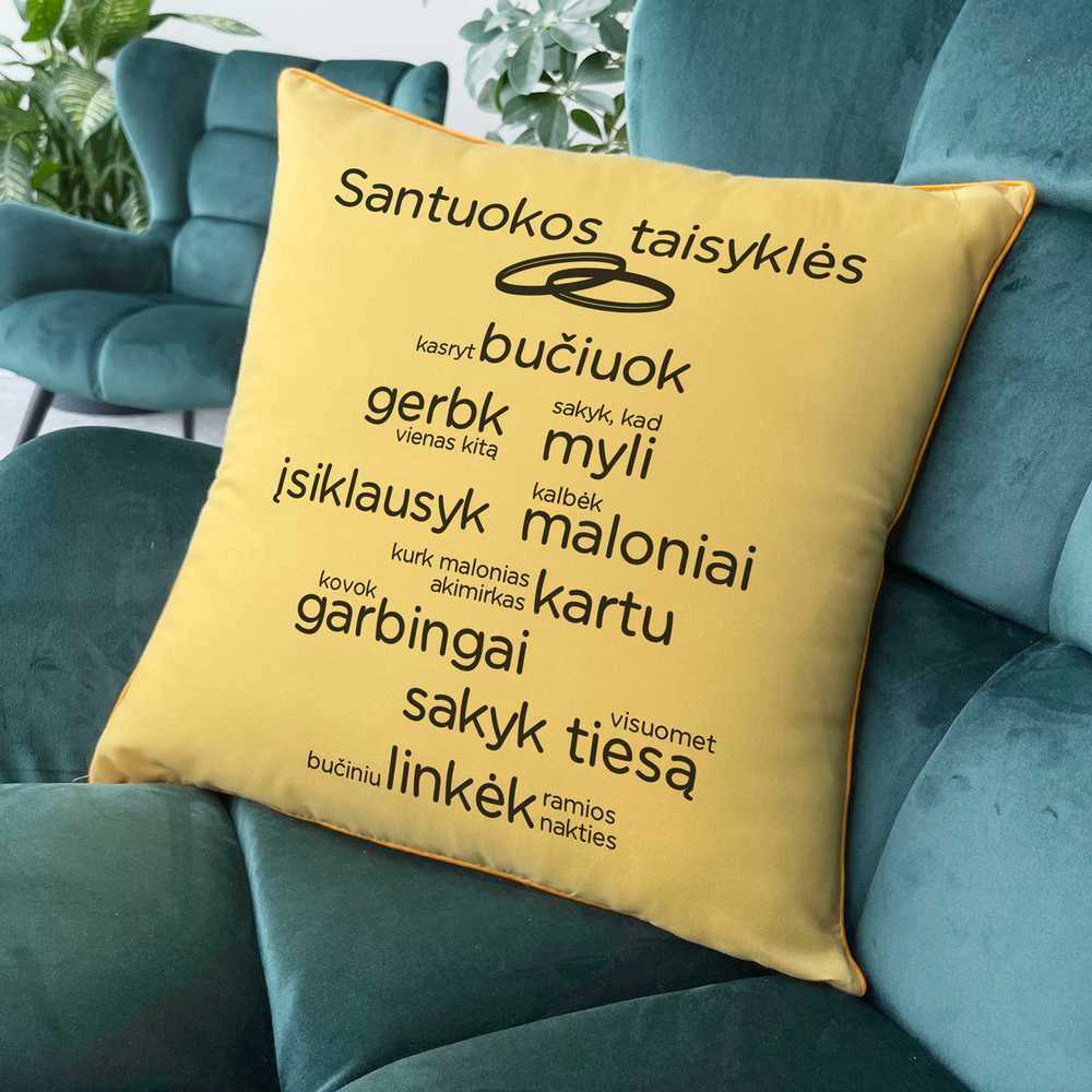 Dekoratyvinė pagalvėlė "Santuokos taisyklės"